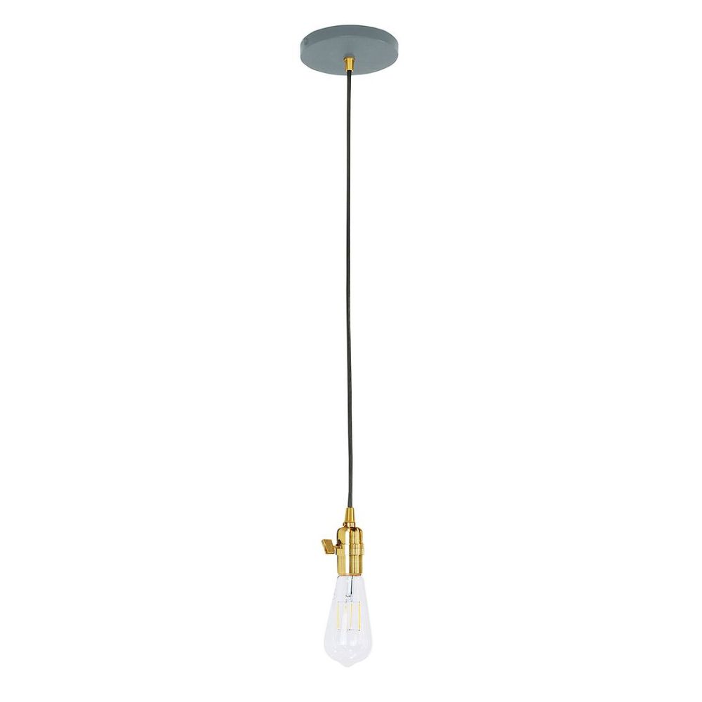 Montclair Lightworks PEB400-40-91 Uno 2" Pendant, Slate Gray with Brushed Brass hardware